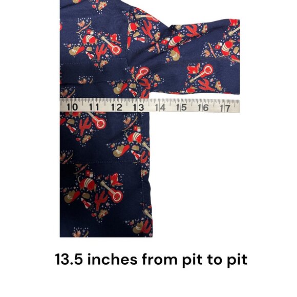 BlueQuail Toddler Boys Navy Button-Up Shirt W/ Holiday Print UPF 50+ Long Sleeve - Picture 5 of 6